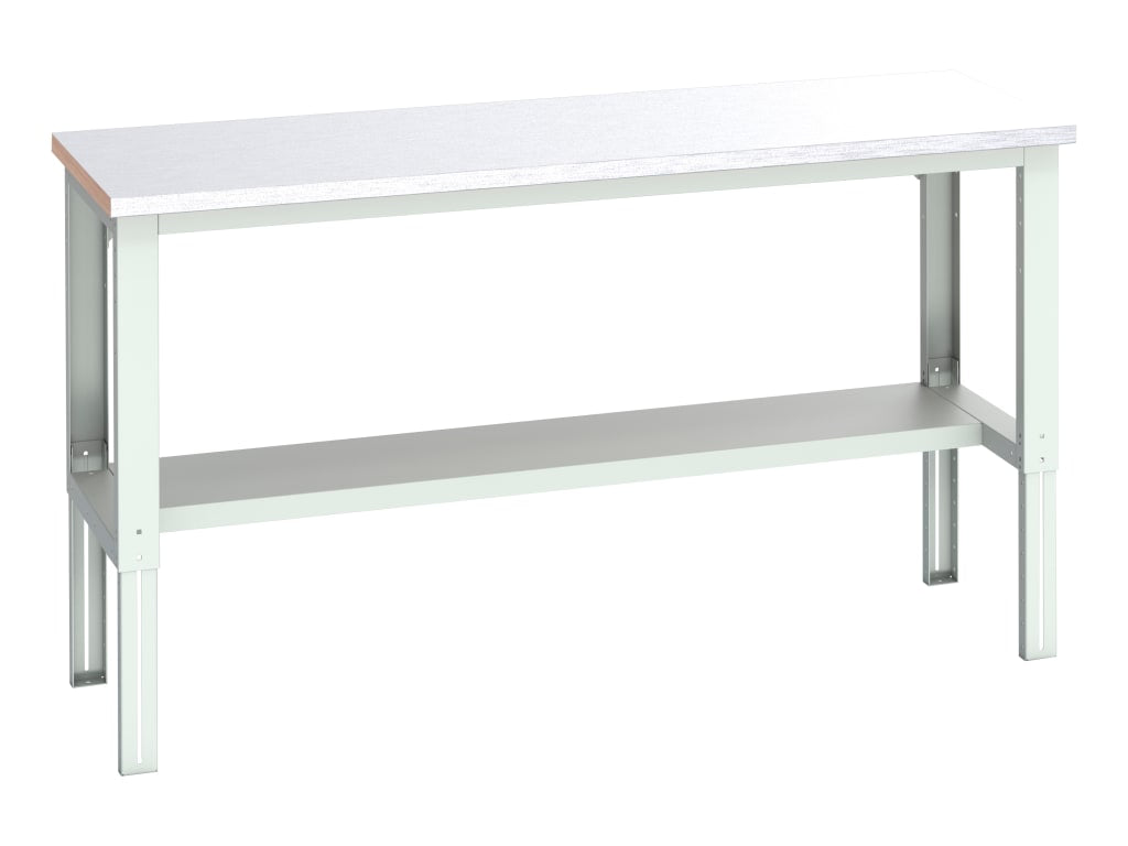 Cubio Adjustable Bench with Half Shelf, Steel Clad Top 2000 x 750mm             