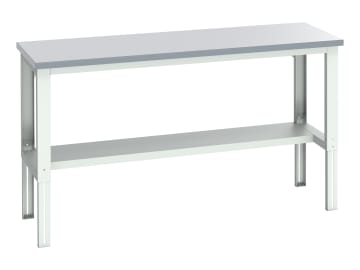 Cubio Adjustable Bench with Half Shelf, Laminate Top 2000 x 750mm               