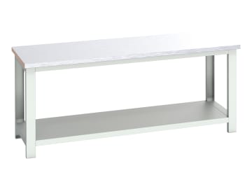 Cubio Bench with Shelf, Steel Clad Top 2000 x 750mm                             