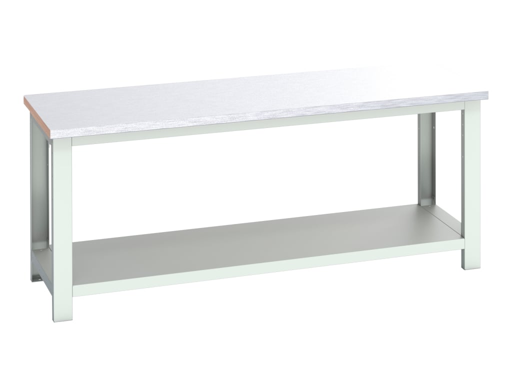 Cubio Bench with Shelf, Steel Clad Top 2000 x 750mm                             