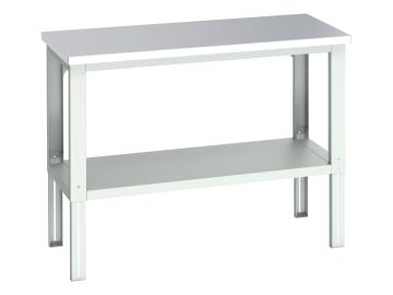 Cubio Adjustable Bench with Shelf, Stainless Steel Clad Top 1500 x 750mm        