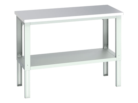 Cubio Adjustable Bench with Shelf, Stainless Steel Clad Top 1500 x 750mm        