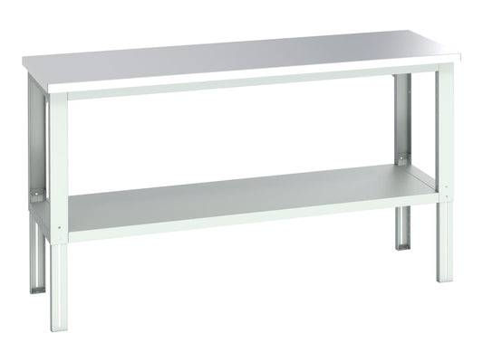 Cubio Adjustable Bench with Shelf, Stainless Steel Clad Top 2000 x 750mm        