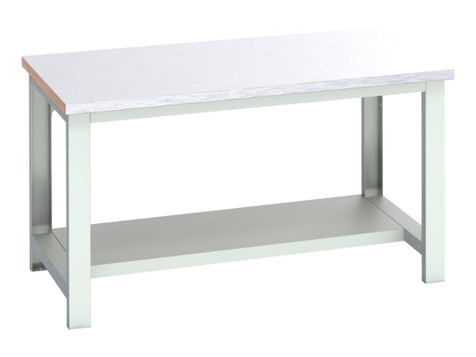 Cubio Bench with Half Shelf, Steel Clad Top 1500 x 900mm                        