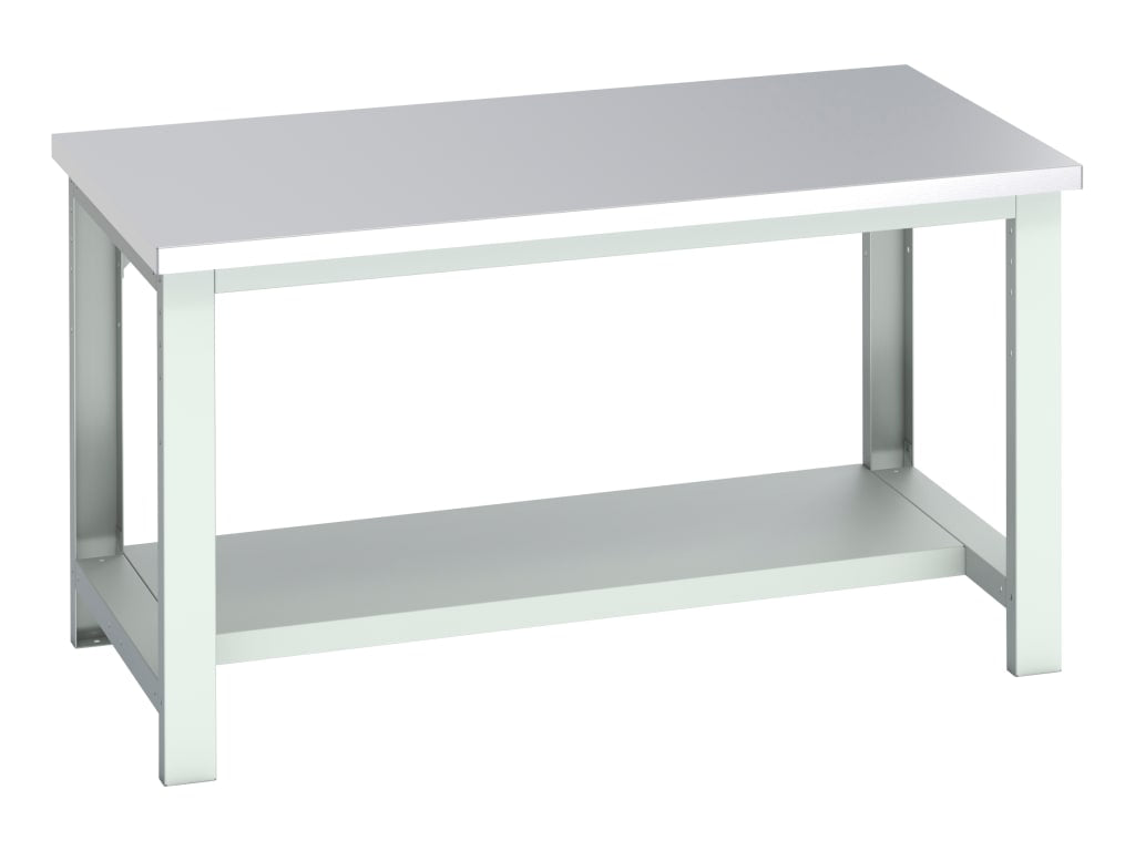 Cubio Bench with Half Shelf, Stainless Steel Clad Top 1500 x 900mm              
