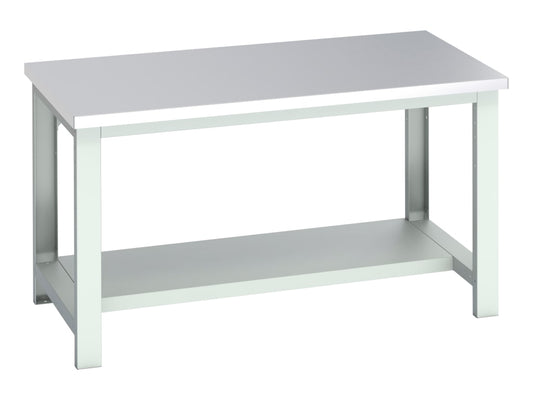 Cubio Bench with Half Shelf, Stainless Steel Clad Top 1500 x 900mm              