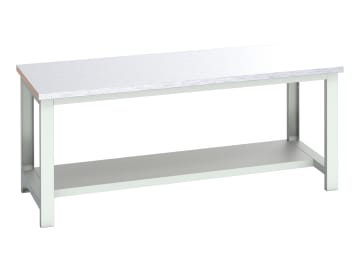 Cubio Bench with Half Shelf, Steel Clad Top 2000 x 900mm                        