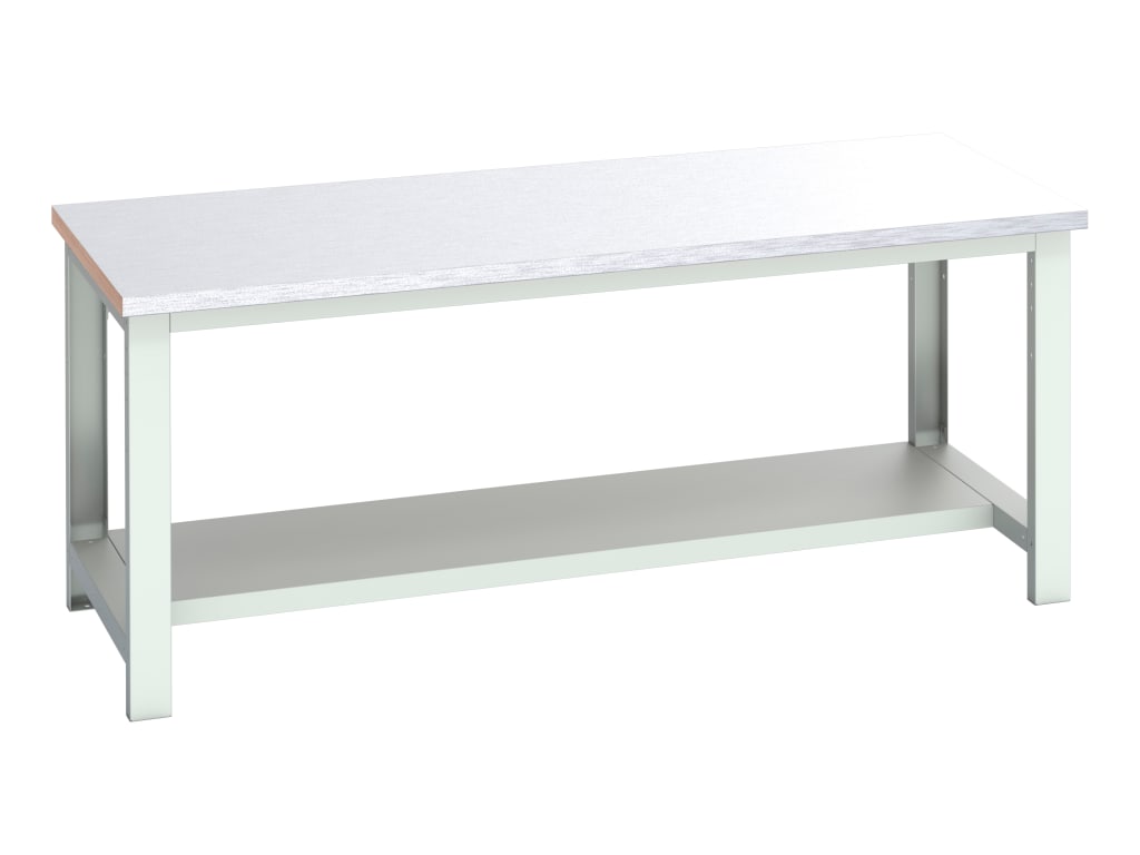 Cubio Bench with Half Shelf, Steel Clad Top 2000 x 900mm                        