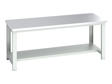 Cubio Bench with Half Shelf, Stainless Steel Clad Top 2000 x 900mm              