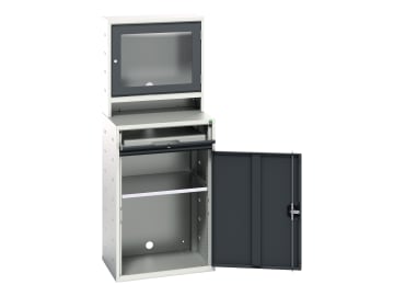 Verso Computer Cupboard 650 x 550 x 1650mm Anthracite Grey                      