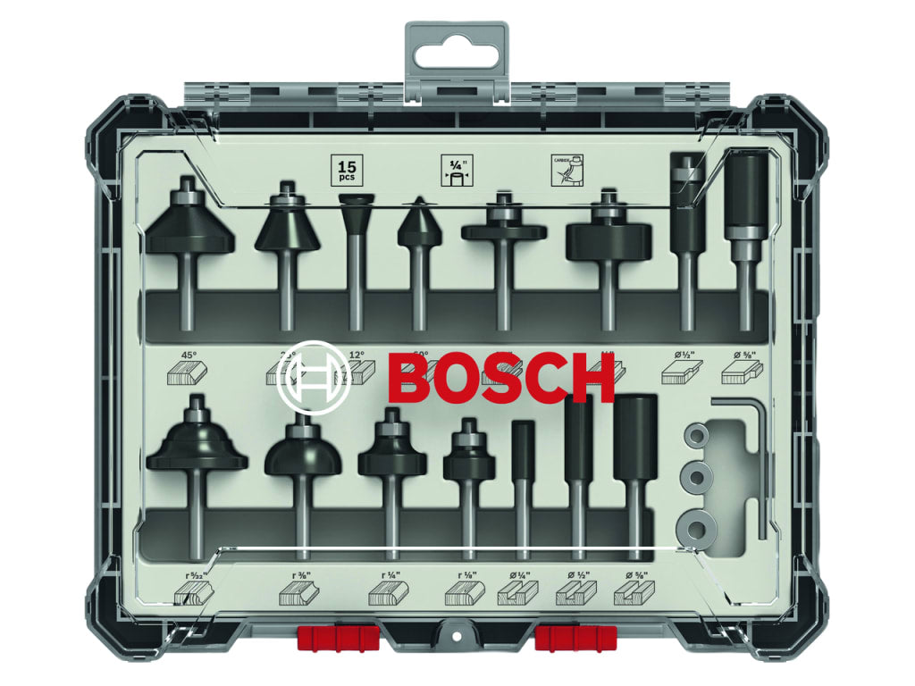 PRO Router Bit Mixed Set, 15 Piece                                              