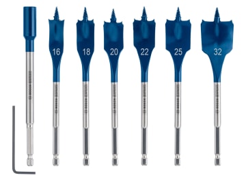 EXPERT Self Cut Speed Spade Drill Bit Set, 7 Piece                              