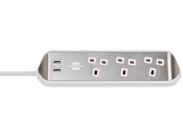 estilo Corner Extension Lead 240V 3-Gang 13A White 2m                           