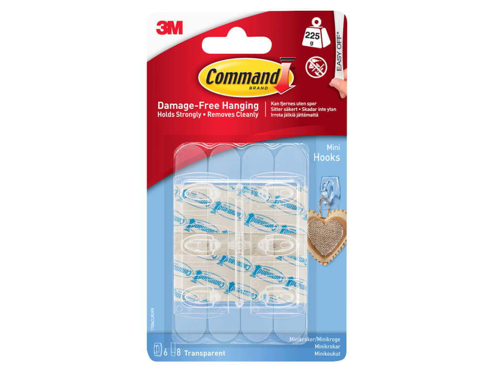 Clear Mini Hooks (Pack 6)                                                       
