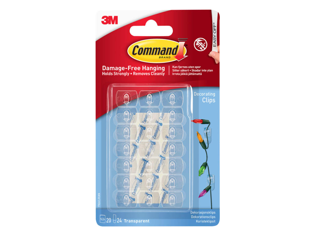 Clear Decorating Clips with Clear Strips (Pack 20)                              