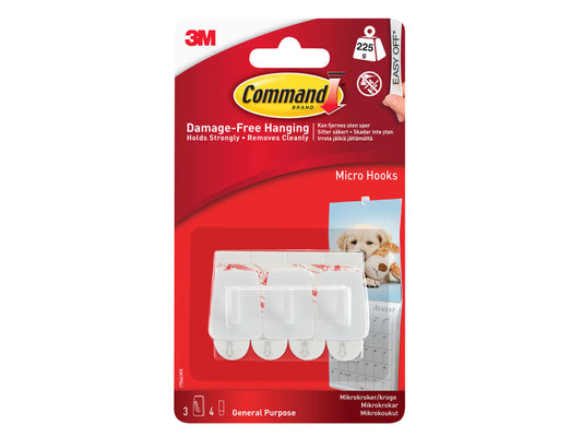 White Micro Hooks (Pack 3)                                                      