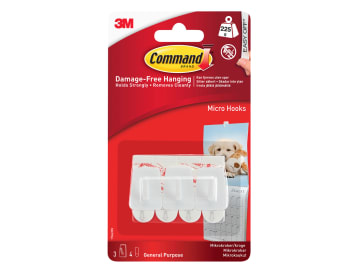 White Micro Hooks (Pack 3)                                                      