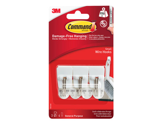 White Wire Hooks (Pack 3)                                                       