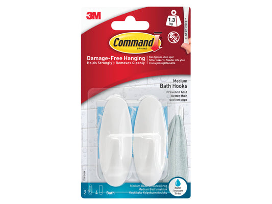 Medium Bathroom Hooks (Pack 2)                                                  
