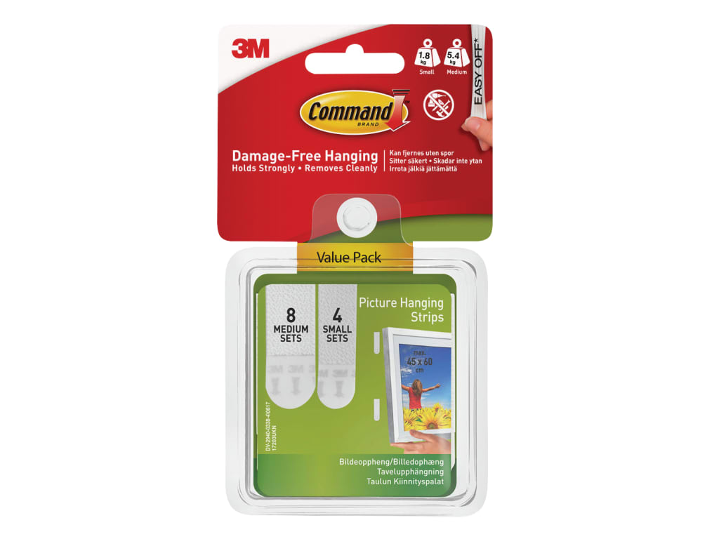 Picture Hanging Strips Set, Small & Medium (Pack 12)                            
