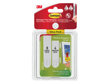 Picture Hanging Strips Set, Medium & Large (Pack 12)                            