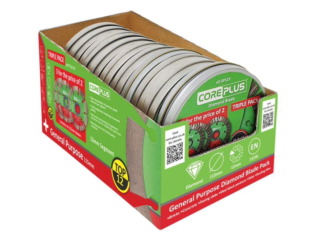 CorePlus Top Twelve Cutting Blade CDU with 10 Tins (3 Blades per Tin)           