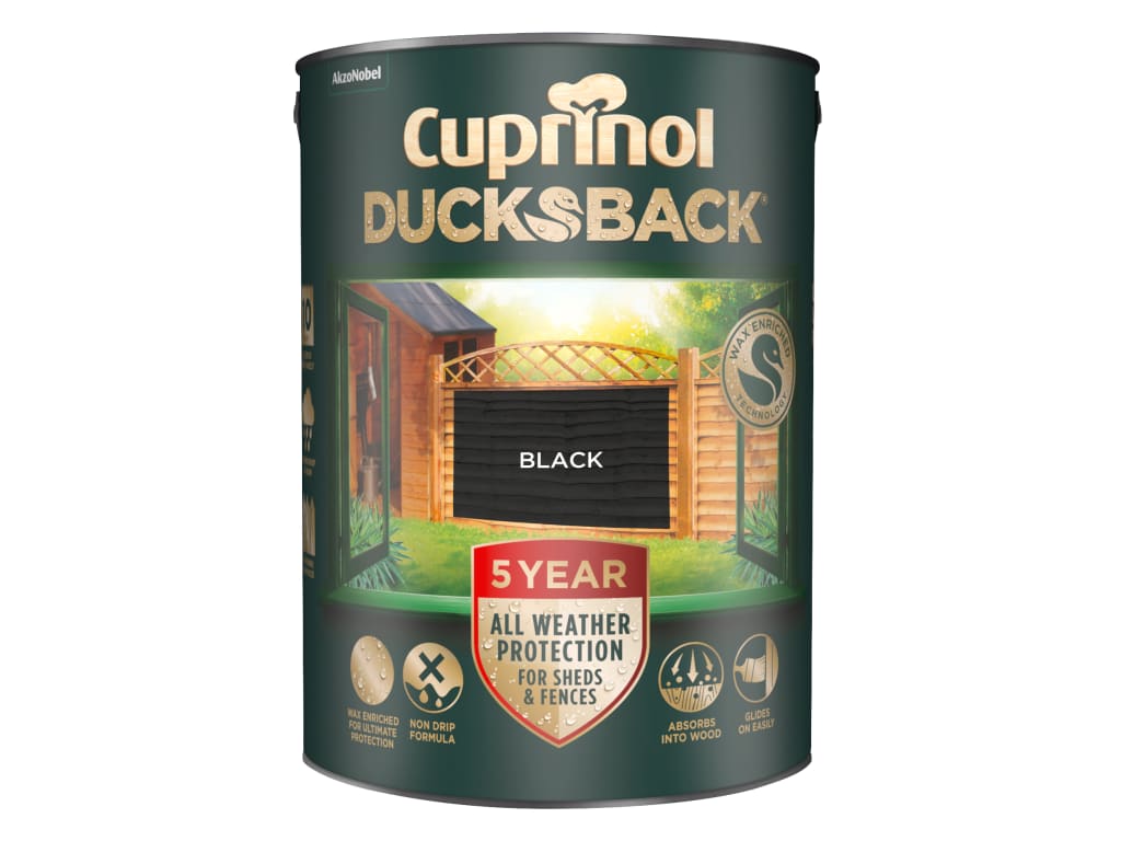 Ducksback 5 Year Waterproof for Sheds & Fences Black 5 litre                    