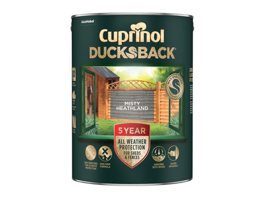 Ducksback 5 Year Waterproof for Sheds & Fences Misty Heathland 5 litre          