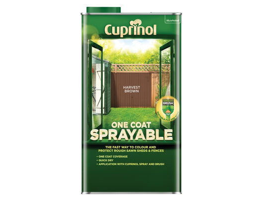 One Coat Sprayable Fence Treatment Harvest Brown 5 litre                        