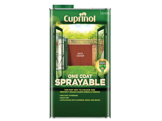 One Coat Sprayable Fence Treatment Rich Cedar 5 litre                           