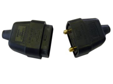 2 Pin Rubber Connector Plug 10A Black                                           
