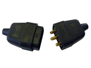 3 Pin Rubber Connector Plug 10A Black                                           