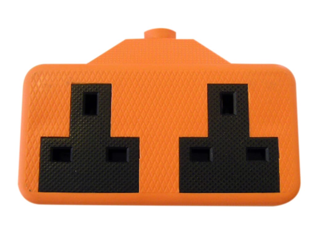 Trailing Socket 13A 2-Gang Orange                                               