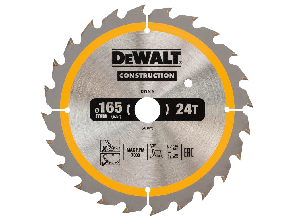 Cordless Construction Trim Saw Blade 165 x 20mm x 24T                           