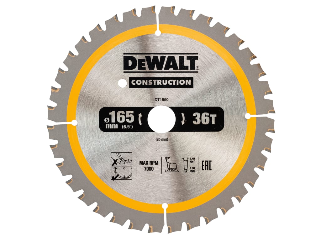 Cordless Construction Trim Saw Blade 165 x 20mm x 36T                           