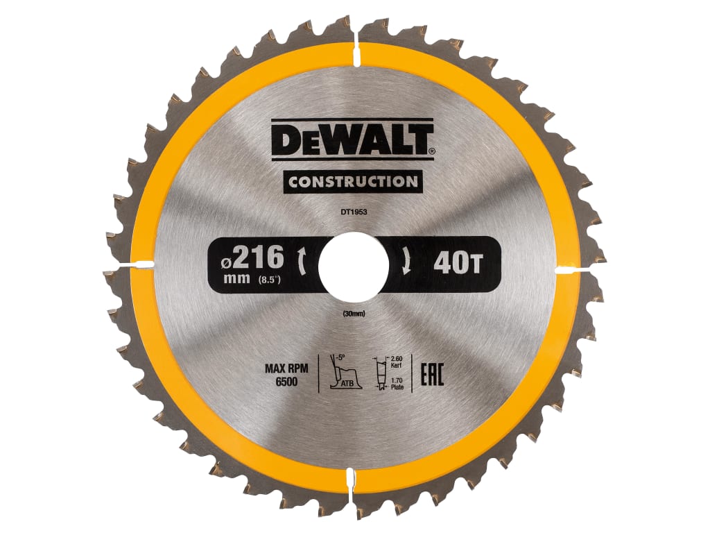 Stationary Construction Circular Saw Blade 216 x 30mm x 40T ATB/Neg             