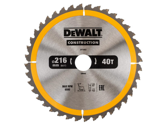 Stationary Construction Circular Saw Blade 216 x 30mm x 40T ATB/Neg             