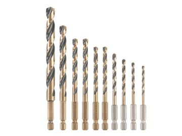 DT20620 BLACK&GOLD HSS Drill Set, 10 Piece                                      