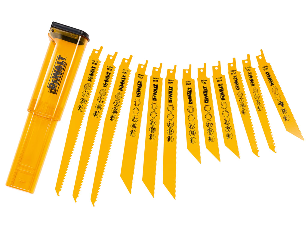 DT2445 Reciprocating Saw Blade Set, 12 Piece                                    