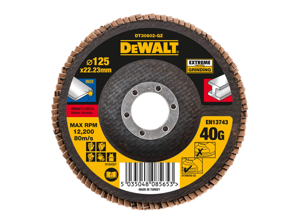 DT30602 Extreme Metal Flap Disc 125 x 22.2mm x 40G                              