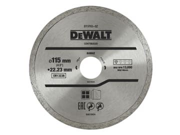 DT3711 Continuous Rim Diamond Cutting Disc 115 x 22.23mm                        