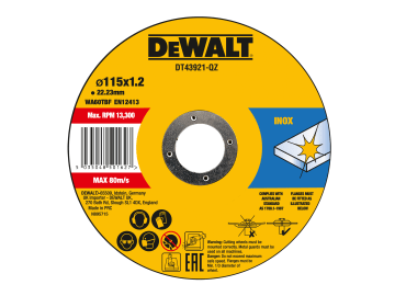 DT43921 Metal Cut Off Disc 115 x 1.2 x 22.23mm (Pack 10)                        