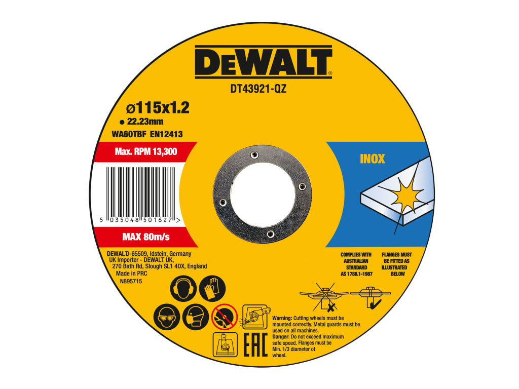 DT43921 Metal Cut Off Disc 115 x 1.2 x 22.23mm (Pack 10)                        