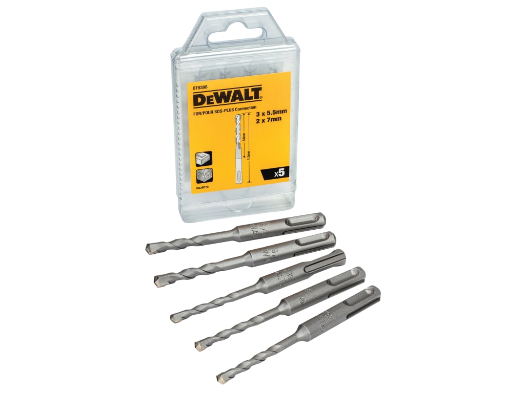 DT9398 SDS Plus Drill Bit Set, 5 Piece                                          