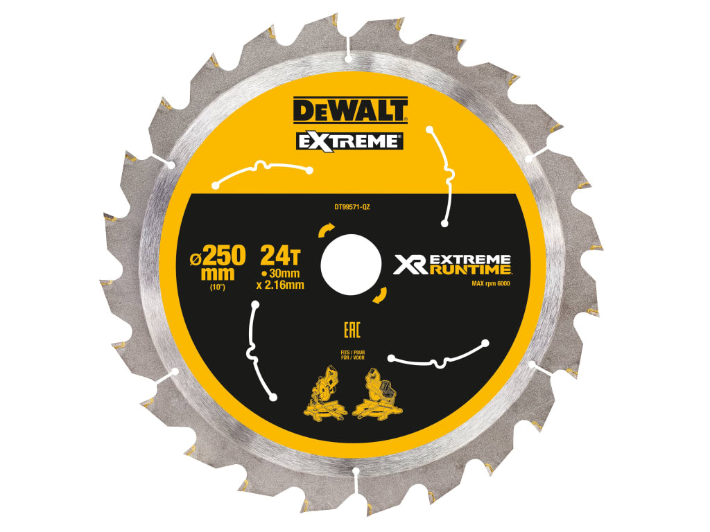 Extreme Runtime FlexVolt Mitre Saw Blade 250 x 30mm x 24T                       