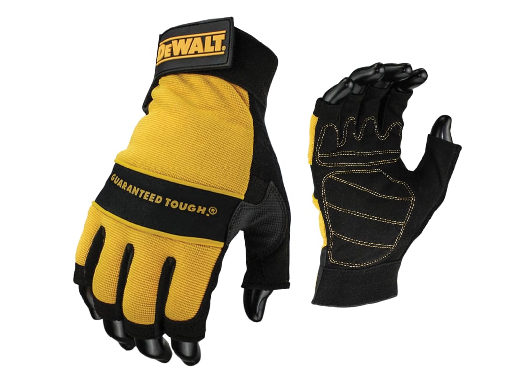 Fingerless Synthetic Padded Leather Palm Gloves - Large                         