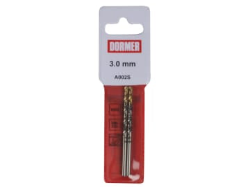 A002 HSS-TiN Coated Jobber Drills (2) 3.0mm OL:61mm WL:33mm                     