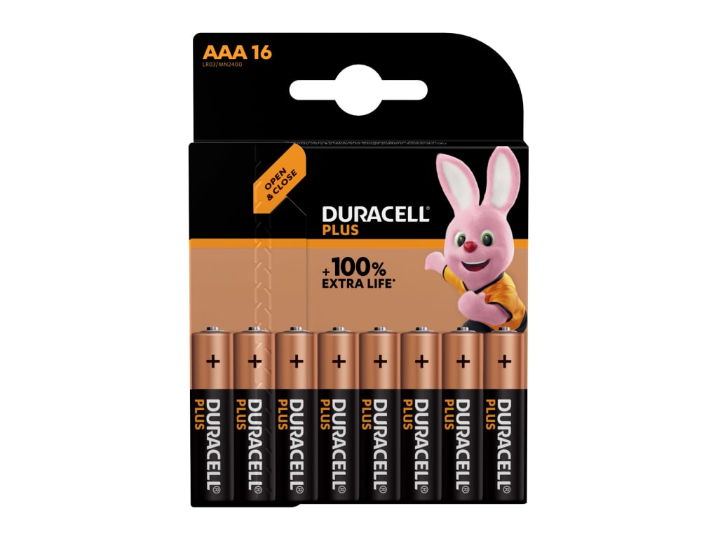 AAA Cell +100% Plus Power Batteries (Pack 16)                                   