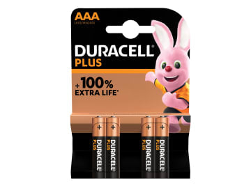 AAA Cell Plus Power +100% Batteries (Pack 4)                                    