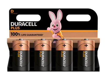 D Cell +100% Plus Power Batteries (Pack 4)                                      